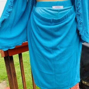 Stizzoli made in Italy turquoise blue Santana knit pencil skirt plus 14
